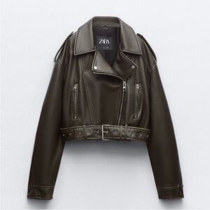 Zara Cropped Biker Leather Jacket